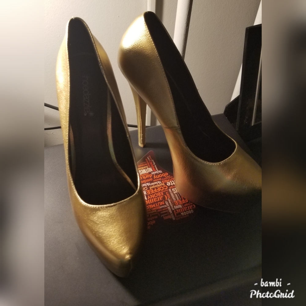 Gold 7" Platform Heels